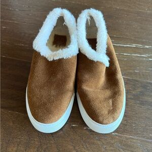 TORY BURCH Shearling Brown Suede Home Slipper Comfort Everyday Womens Size 6.5